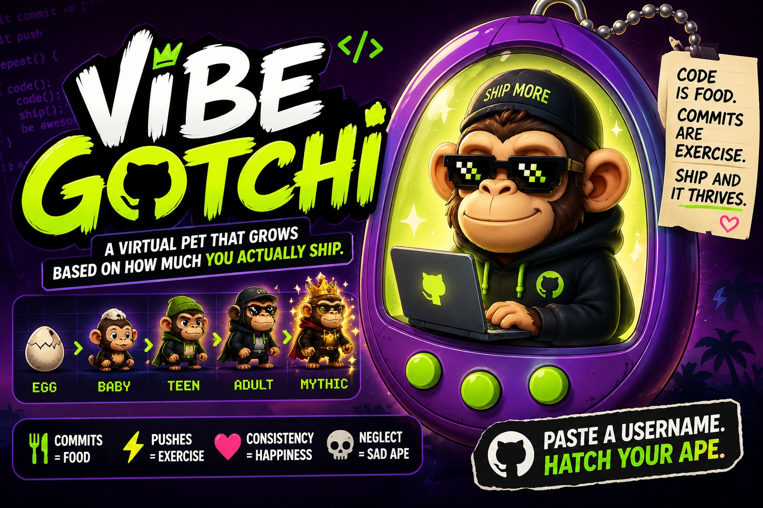 VibeGotchi evolution banner
